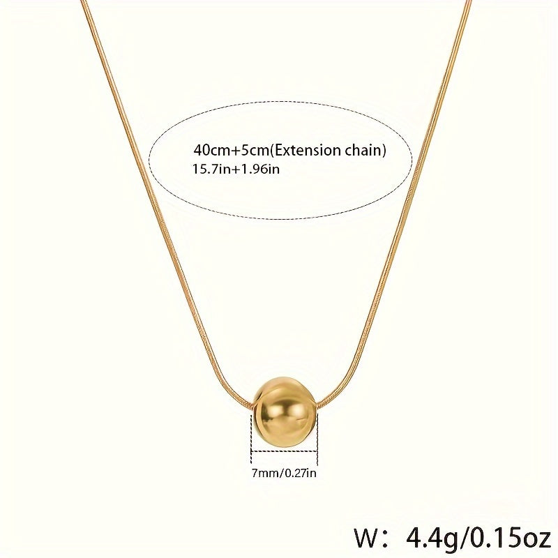 A Fashionable and Minimalist Small Round Bead Pendant  18K Golden Plated  Stainless Steel Women's Choker Necklace  Elegant Choker  Fashion Accessory  Minimalist Pendant  Sleek Design  Highquality Pendant  Lightweight Necklace  Gift For Her