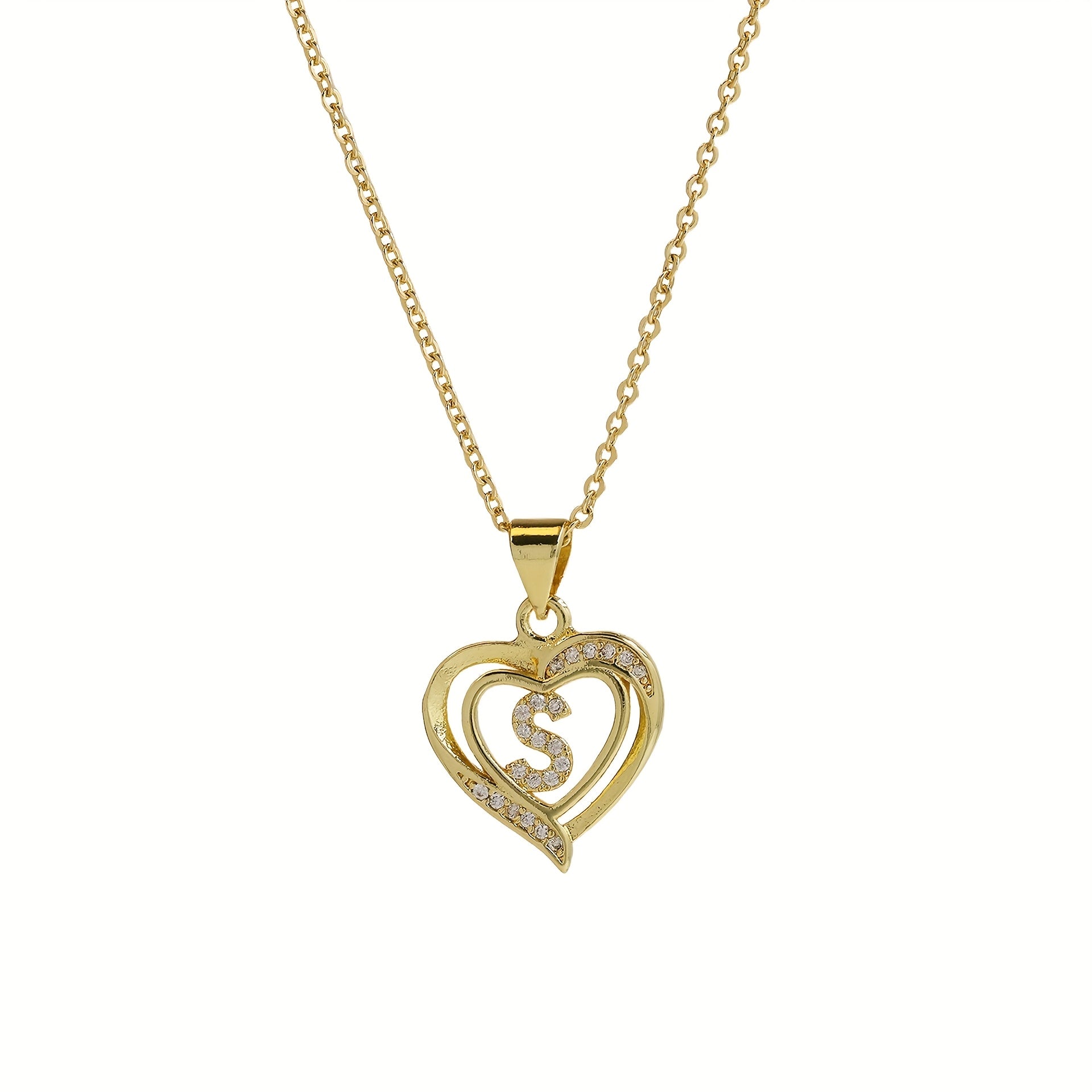 1pc 's Initial Necklace   1 Golden Plated Golden Plated Heart Pendant with A Z Letters (A Z)   Name Jewelry Gift for Wedding  Mother's Day    Elegant Golden Tone Initial Charm for Casual Attire & Special Occasions  for Teenager