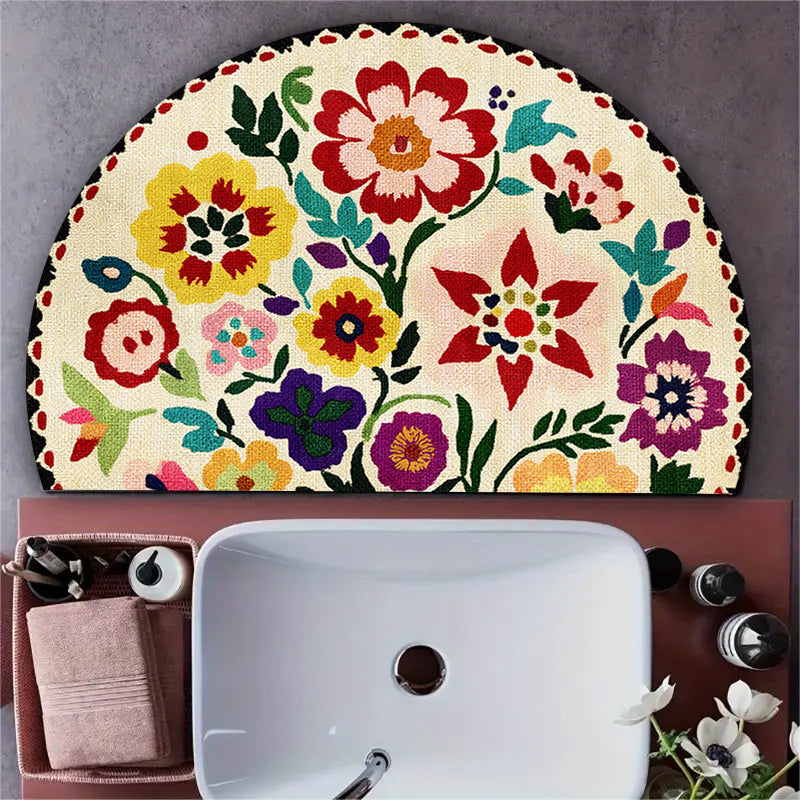 1Pc Extra Large Semi Circular Floor Mat Non Slip