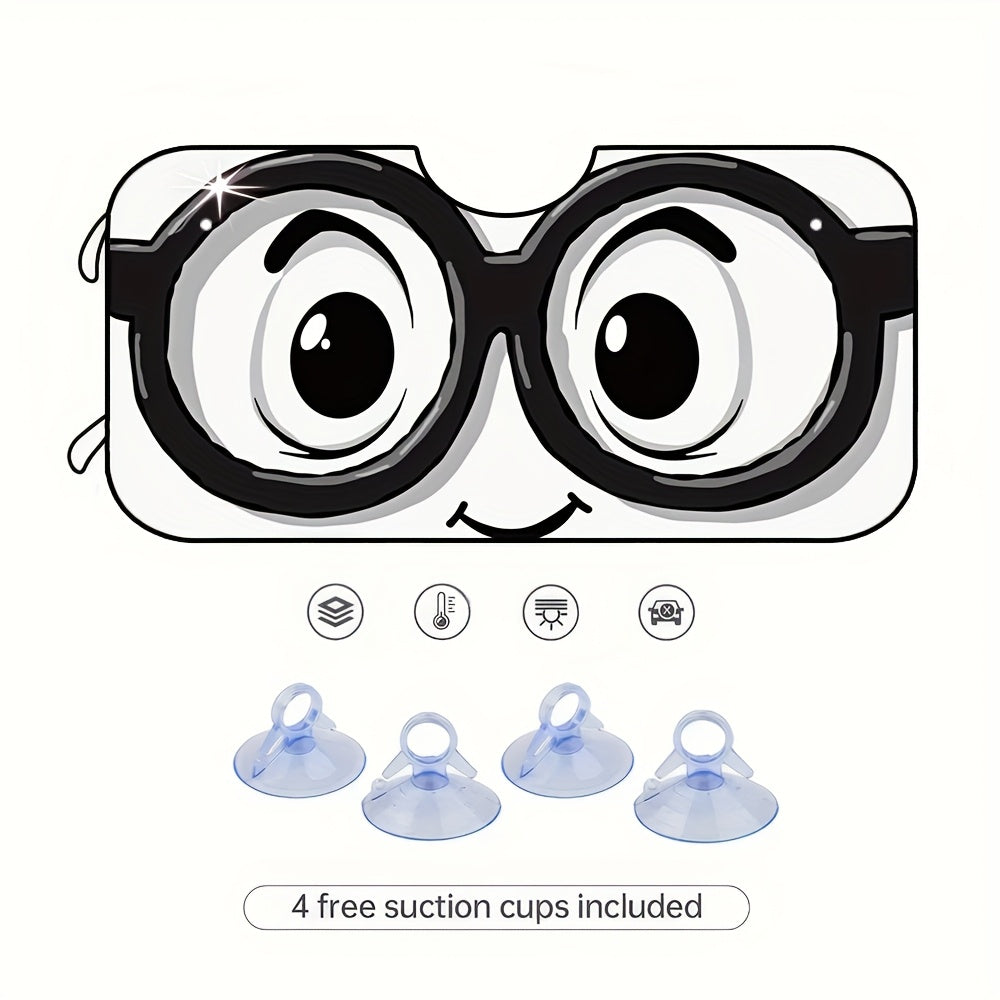 1pc  Fun Cartoon Eyes Design RV Windshield Sunshade  Includes 4 Suction Cups  Ideal for Keeping SUVs and Trucks Cool and Protected from the Sun