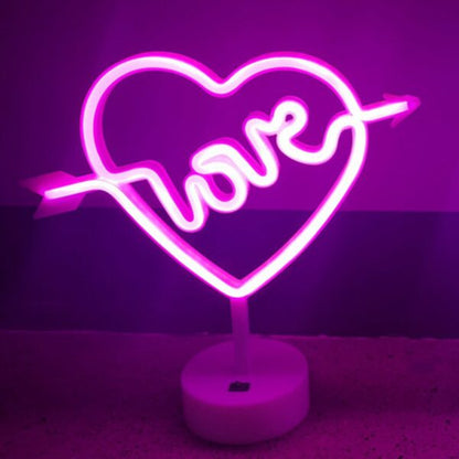B-18 USB DC Cable Or Battery Operated Cupid Heart Neon Lamp With Base