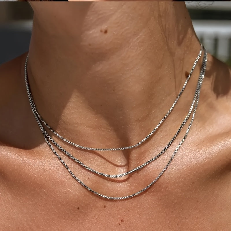 A 316L Stainless Steel Chain Box Chain Necklace for Women And Men  Trendy Hip Hop 316L Stainless Steel Jewelry Accessory with a Simple And High End Chain for Women  New Style DIY Women'S Collar Necklace.