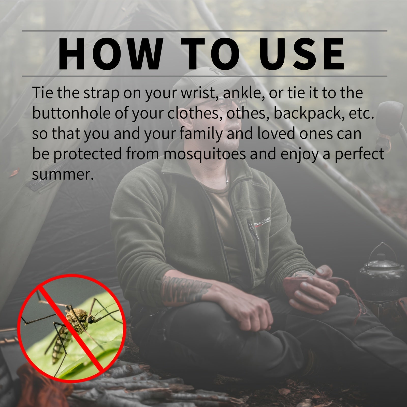 Black Electronic Mosquito Repellent Wristband – Comfortable Fit  Physical Insect Repellent  Non Toxic  Unisex Design  Suitable for Fishing and Outdoor Activities  Includes 2 Button Batteries  Stylish Wearable Bracelet | Modern Wearable | Physical Insect R