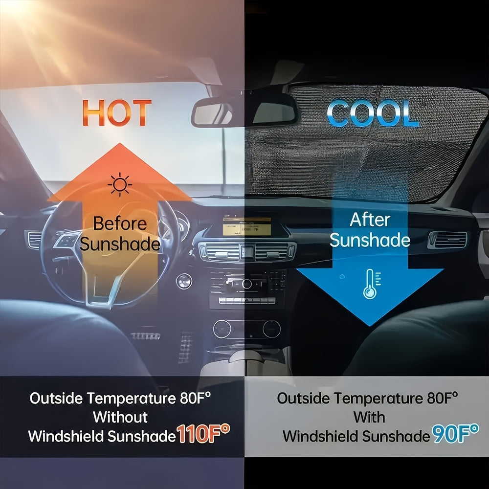 1pc Cute Big Eye Penguin Car Windshield Sunshade   Foldable Fit for SUV & Truck Front Windows  UV Protection & Heat Reduction  Adorable Cartoon Design with Expressive Eyes  Durable Automotive Accessory  Vehicle Heat Shield | Quality Reflective Material  P