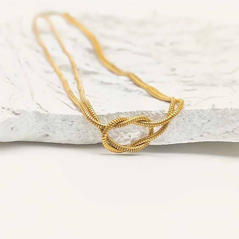 1pc Adjustable Stainless Steel Knot Chain Necklace   18K Golden Plated  Versatile Unisex Jewelry for Daily Wear & Festive Occasions  Urban Fashion Style  Festive Accessory|Minimalist Necklace|Durable Chain  Necklace for Women  Short Necklaces for Women Hi