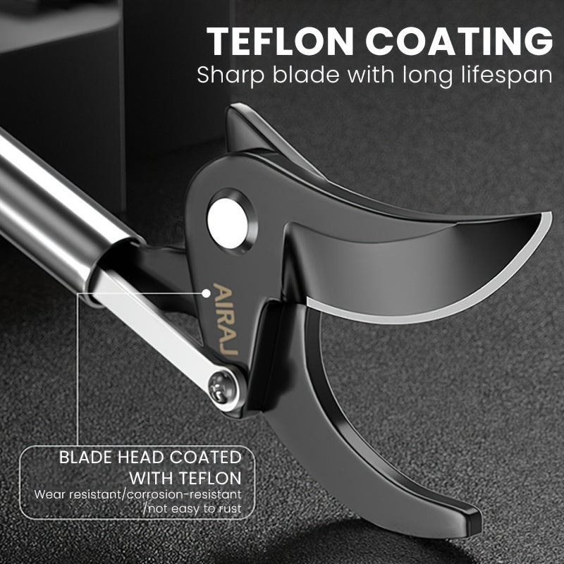 AIRAJ Heavy Duty Retractable Pruning Shears with Extended Pole   1m/39" Reach  Stainless Steel Garden Shears with Shock Absorbing Ergonomic Handles for Tree Trimming  Hedge  Shrub  Fruit Trees   Professional & Home Gardening Tools  Garden Pruning Shears