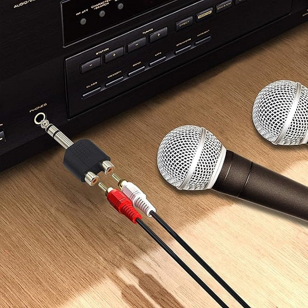 6.35mm Stereo Audio Plug To 2 RCA Female Splitter Adapter Pack Of 100