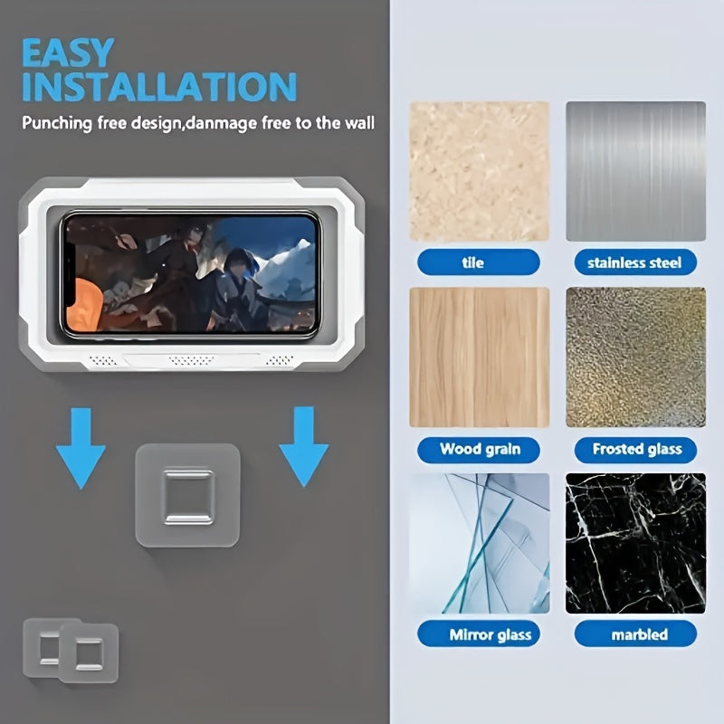 3 Pack Clear Plastic Wall Hooks  Waterproof Shower Phone Holder  Easy Install  Fashionable Storage Organizer for Bathroom Kitchen Mirrors