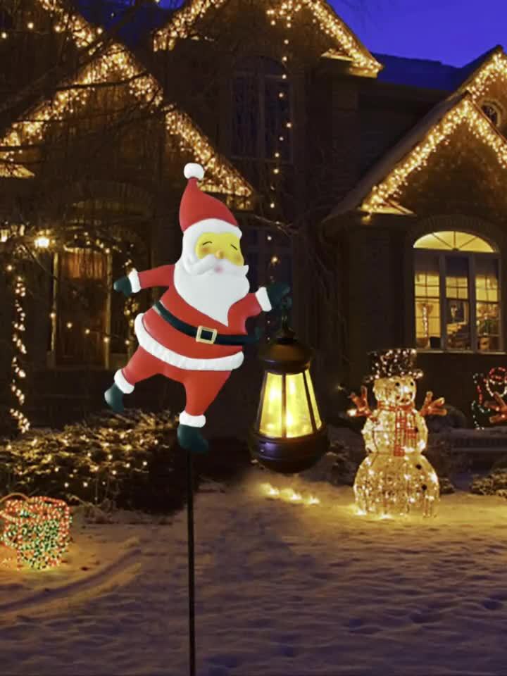 Solar Christmas Lights   IP44 Santa Claus LED Garden Decoration  Old for Man and Palace Lights  Outdoor Lawn Lighting  suitable for Courtyard  Path and Landscaping  Christmas  Halloween Decoration