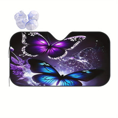 1pc Fit Car Sunshade Windshield Cover with Purple Blue Butterflies Design   Heat Insulating UV Protection  Windshield Cover for Parking