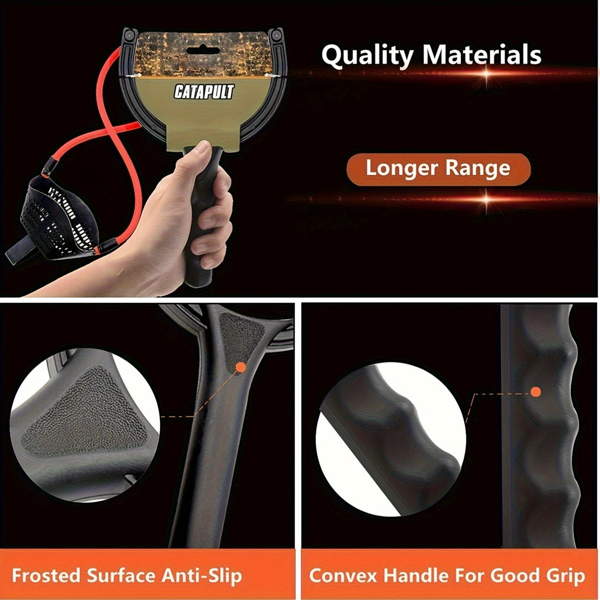 1pc CATAPULT Hunting & Fishing Rubber Launcher   Black Handle with Red Grip  Long Range Shotgun Shooter for Hunting and Fishing  Ideal Father'S Day or Holiday Gift  Perfect for Thanksgiving