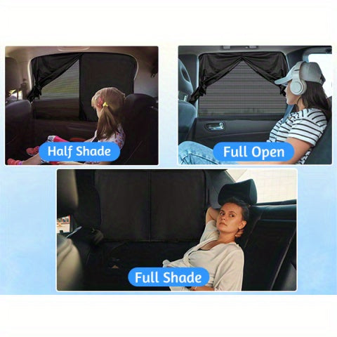 2pcs Black Car Window Shades   UV Blocking  Heat Insulating  Magnetic Privacy Curtains for Side Windows  Ideal for Camping & Outdoor Adventures  Camping Essentials | Star Pattern Design | Nonwoven Fabric