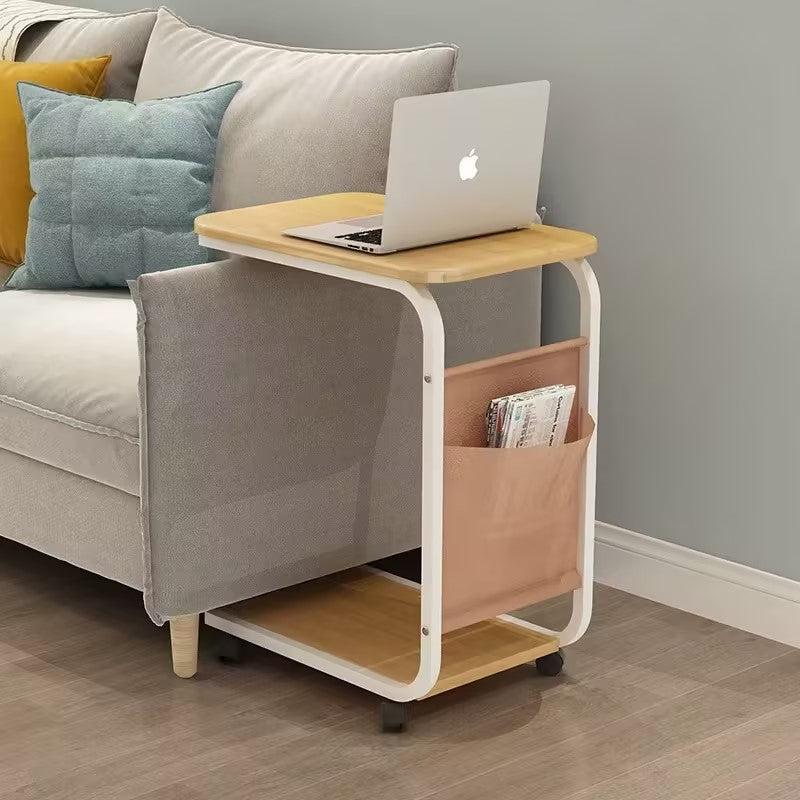 Double layer tea table on wheels