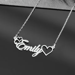 Custom Heart and Name Necklace  Elegant 18K Golden plated Plated 201 Stainless Steel Pendant Durable  Waterproof  Personalized Name Tag  Ideal Gift for Valentine's Day  Mother's Day  Father's Day  Birthdays  and Special Occasions  for Teenager