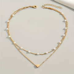 1pc Imitation Pearl Heart Shaped Women's Necklace  Simple and Stylish Casual Attire  Valentine's Day Gift  Birthday Present