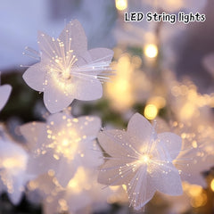 1pc Romantic LED Fiber Optic Fairy Light Battery operated Garland Valentine's Day Christmas Holiday Decoration Party New Year's Wedding Decor Artificial Flowers Festoon