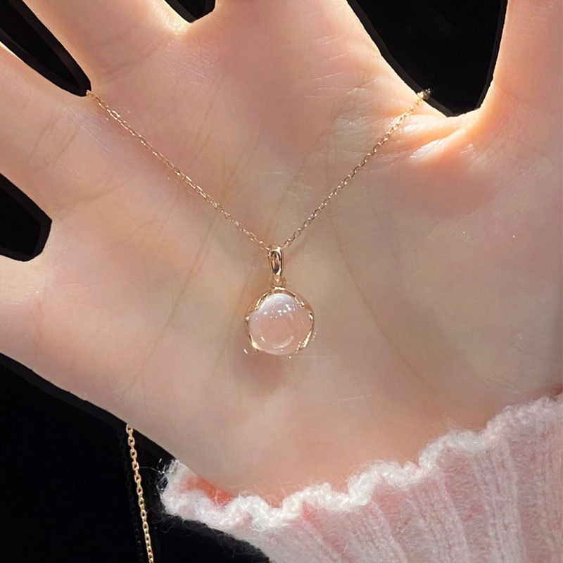 's Golden Tone Purple Oval Simulated Pendant Necklace   Elegant Minimalist Oval Chain Jewelry with Delicate White Accent  Everyday Summer Necklace for  Durable & Versatile Fashion Jewelry Gift  for Teenager