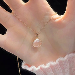 's Golden Tone Purple Oval Simulated Pendant Necklace   Elegant Minimalist Oval Chain Jewelry with Delicate White Accent  Everyday Summer Necklace for  Durable & Versatile Fashion Jewelry Gift  for Teenager