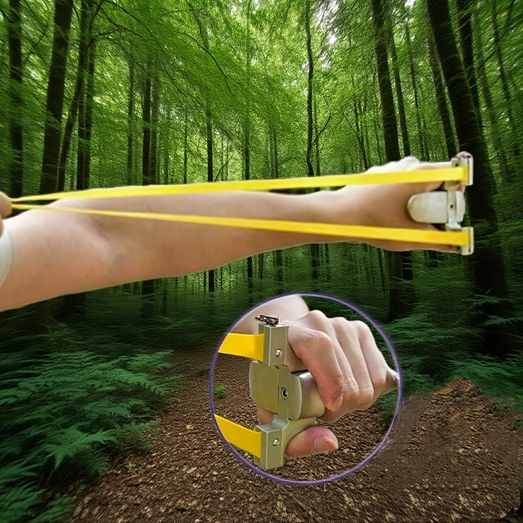 1pc Quick Draw Slingshot with Stainless Steel Construction   Heavy Duty Slingshot for Hunting  Target Practice  Outdoor Shooting   Includes Flat Rubber Band   Compatible with Slingshot Ammo   Ideal for Adults & Teens (1 Slingshot +1 Band)   Perfect for Hu