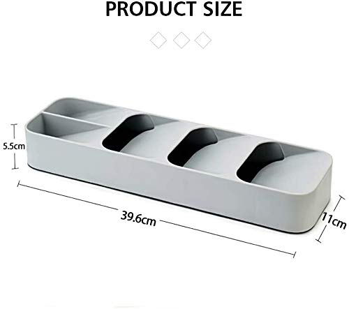 Plastic Drawer Cutlery Organizer Tray Kitchen Storage Holder Rack for Cutlery Silverware Compact Cutlery Tray Spoon Cutlery Box (Grey)
