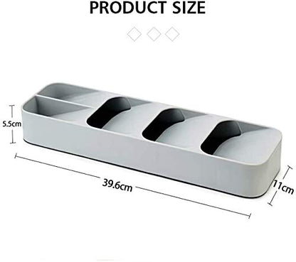 Plastic Drawer Cutlery Organizer Tray Kitchen Storage Holder Rack for Cutlery Silverware Compact Cutlery Tray Spoon Cutlery Box (Grey)