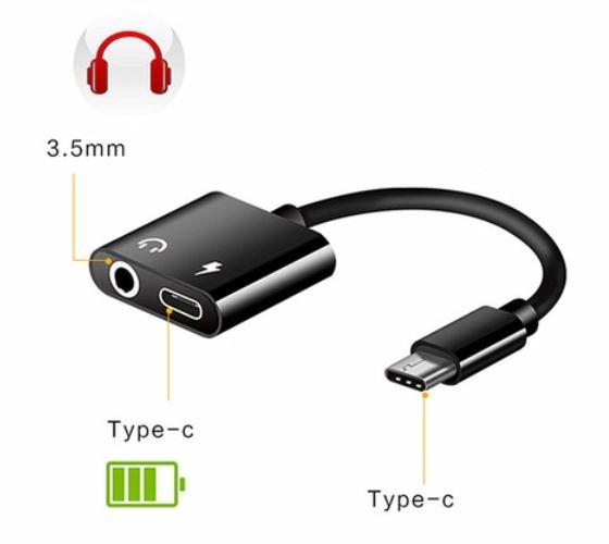 Super E USB-C To 3.5MM Earphone Type-C Female Power Charging Combo Adapter Converter