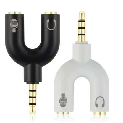 U-Shaped Stereo 2 Way Converter Headphone Splitter 3.5mm 1 Male to 2 Female