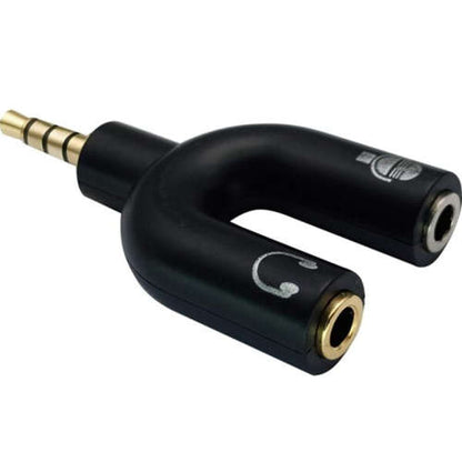 U-Shaped Stereo 2 Way Converter Headphone Splitter 3.5mm 1 Male to 2 Female