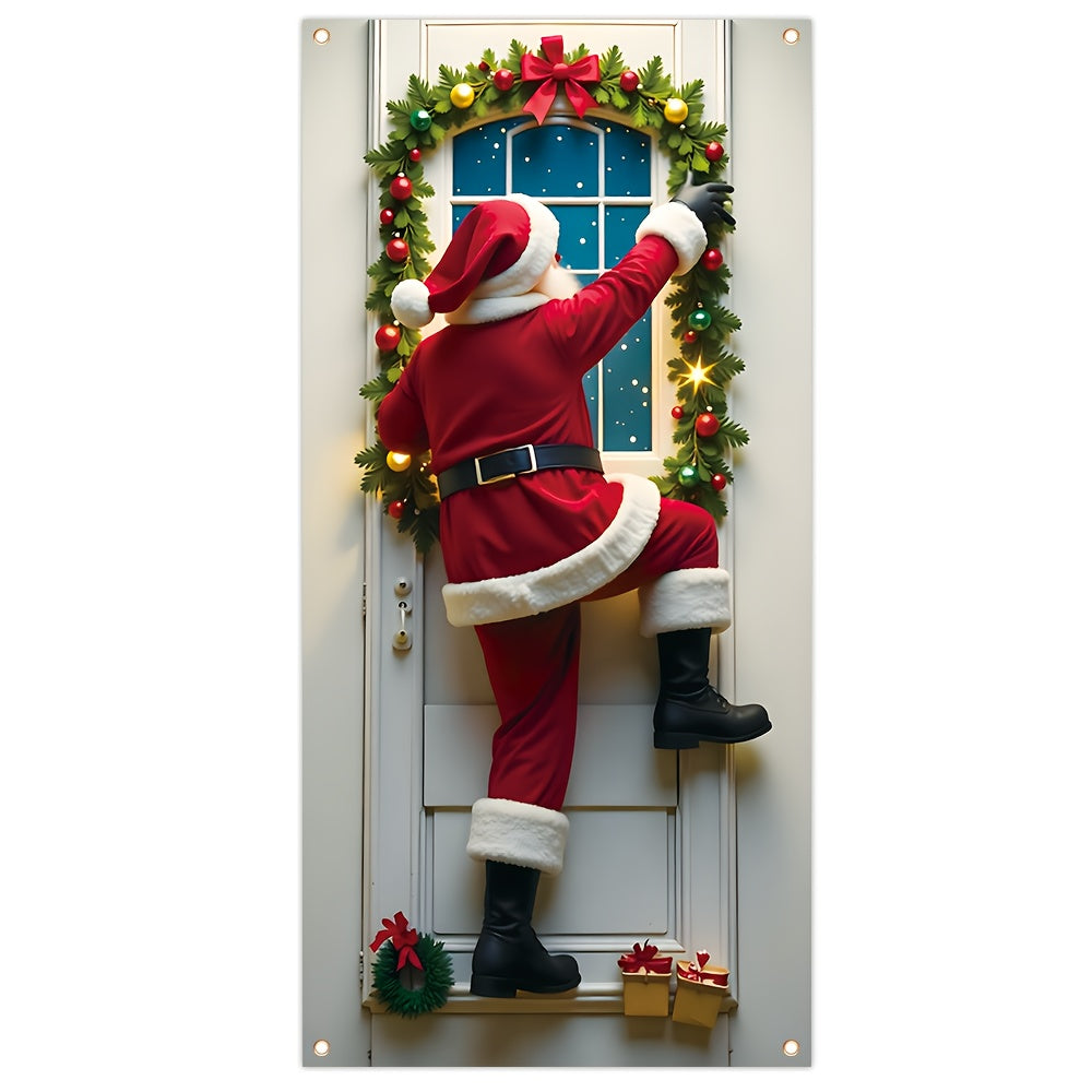 Santa Claus Christmas Porch Banner Durable polyester door frame decoration, bright and fade-resistant outdoor holiday decoration, Christmas decoration