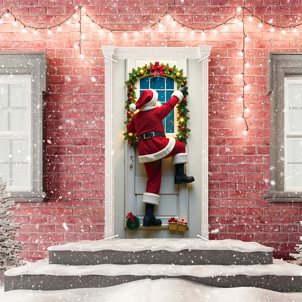 Santa Claus Christmas Porch Banner Durable polyester door frame decoration, bright and fade-resistant outdoor holiday decoration, Christmas decoration