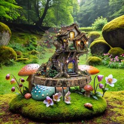 Bohemian Style Acrylic Magic Tree House Garden Stake - Sun Catcher and Decorative Yard Sign, Perfect for Outdoor Art and Bonsai Displays
