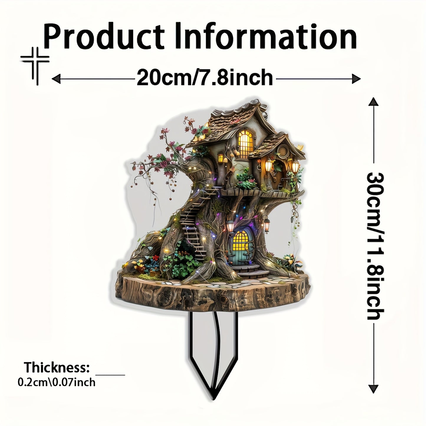 Bohemian Style Acrylic Magic Tree House Garden Stake - Sun Catcher and Decorative Yard Sign, Perfect for Outdoor Art and Bonsai Displays