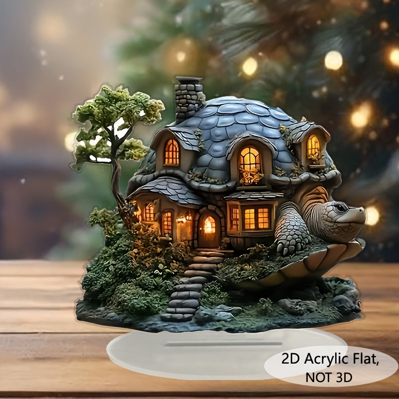 1pc Bohemian Style Acrylic Turtle House Decorative Sign and Plaque, Bohemian Style Animal Theme Decorations, Multipurpose Desktop Display, Ideal Gift for Home and Office