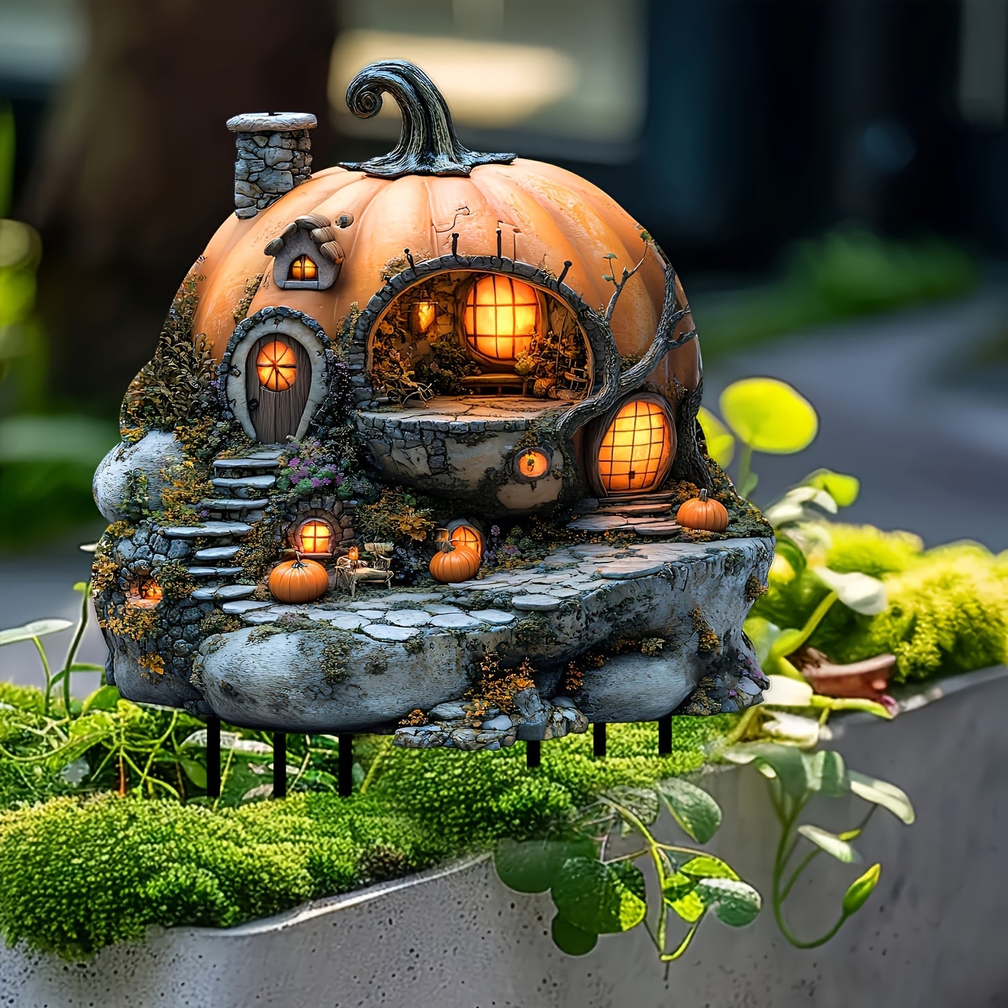 Magic Pumpkin House Garden Sign - Acrylic Fairy Tale Art for Thanksgiving and Christmas, Ideal Outdoor Decorations, Lawn Parties and Gifts