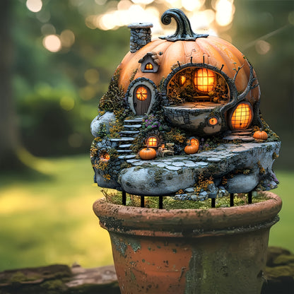 Magic Pumpkin House Garden Sign - Acrylic Fairy Tale Art for Thanksgiving and Christmas, Ideal Outdoor Decorations, Lawn Parties and Gifts