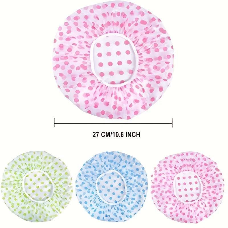 3-pack of cute polka dot print shower caps