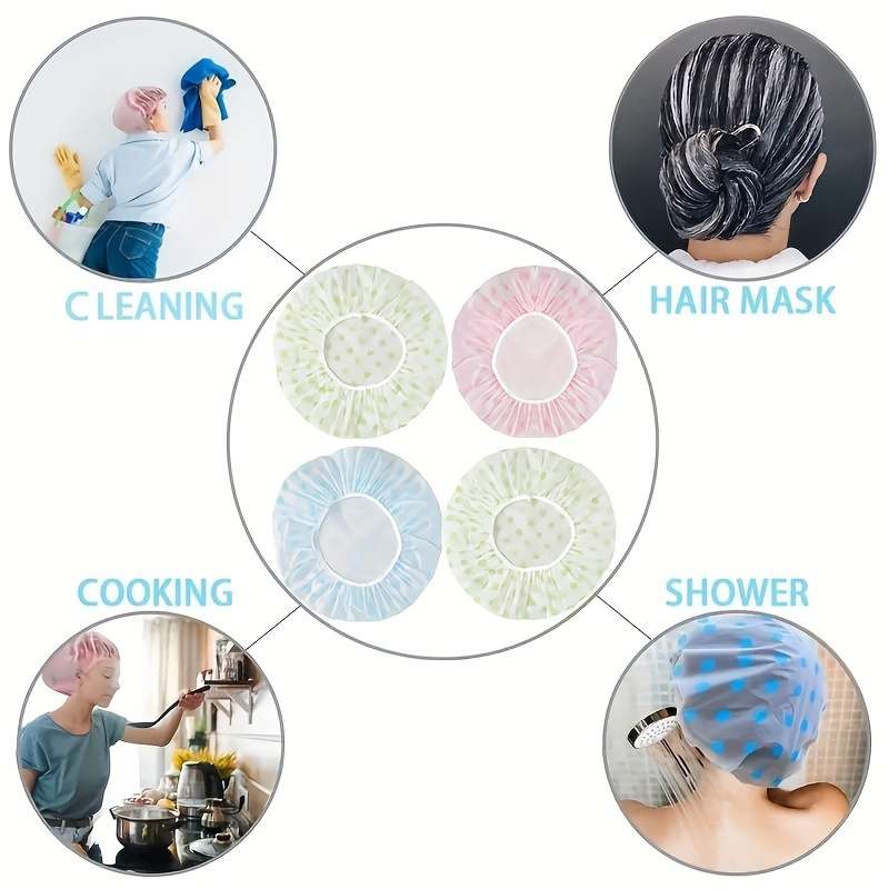 3-pack of cute polka dot print shower caps