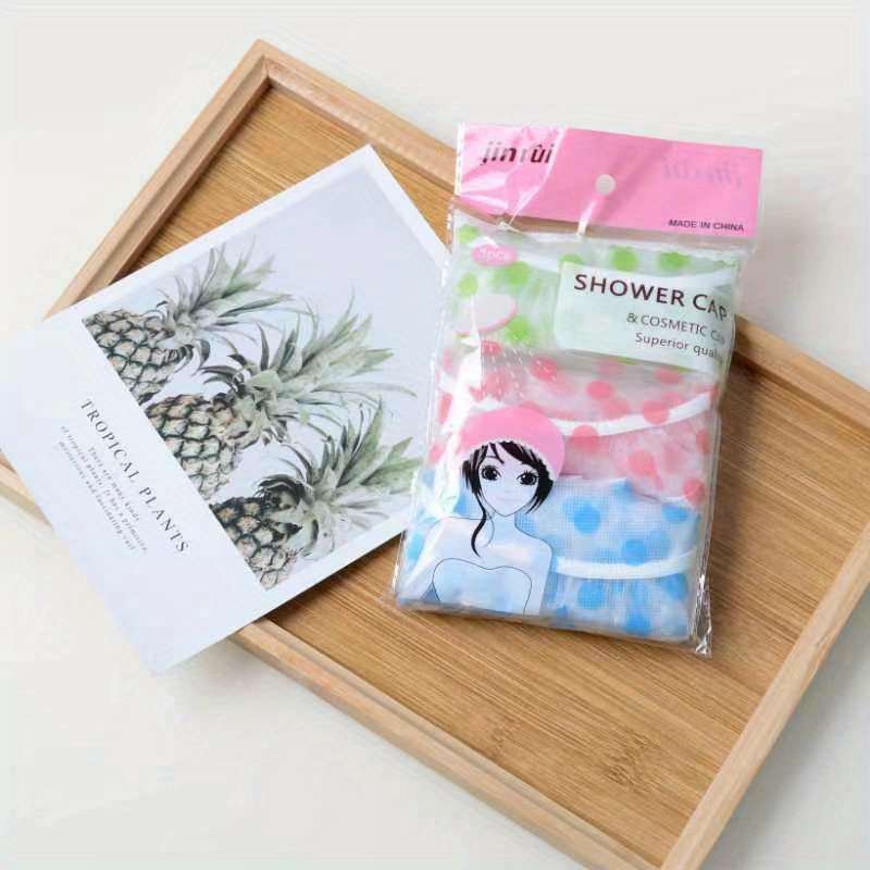 3-pack of cute polka dot print shower caps