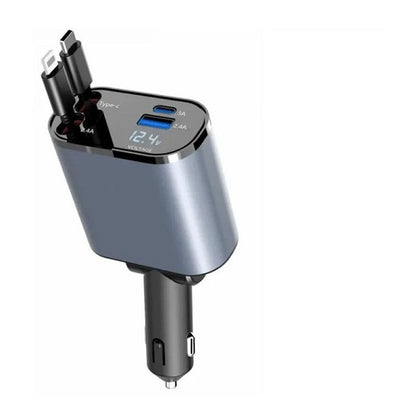 Treqa CC-329 USB + PD Car Charge With Built-in Type C And IOS Charging Cable