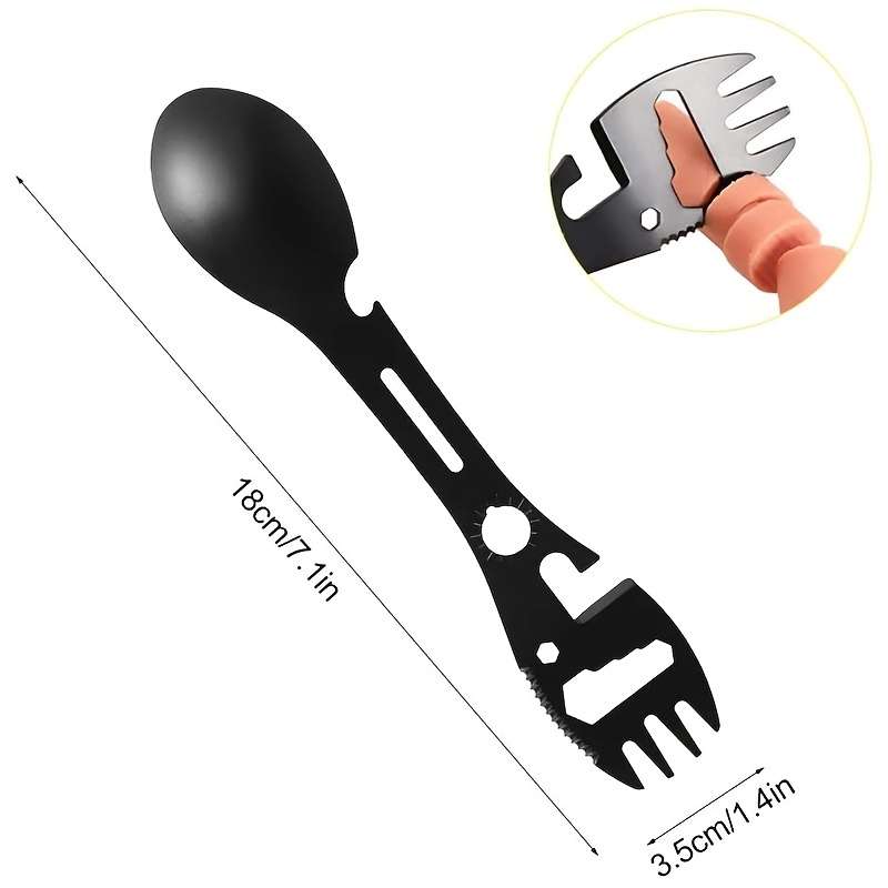 1pc Compact 10-in-1 Stainless Steel Multi-Tool Spork
