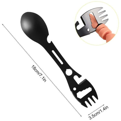 1pc Compact 10-in-1 Stainless Steel Multi-Tool Spork