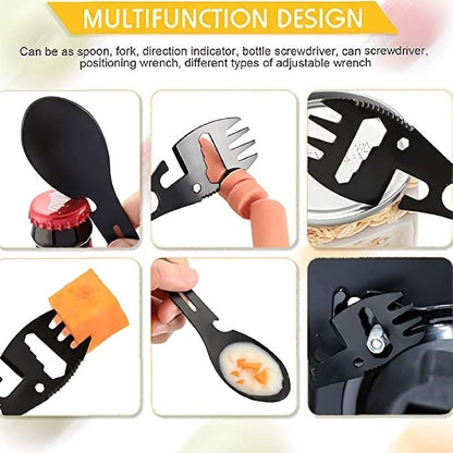 1pc Compact 10-in-1 Stainless Steel Multi-Tool Spork