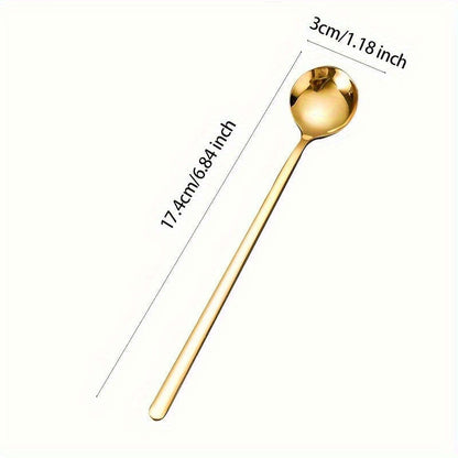 4pcs Golden Stainless Steel Long Handle Spoons Set