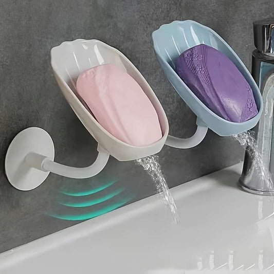 Leaf Shape Wall Mounted Soap Dish with Suction Cup Base