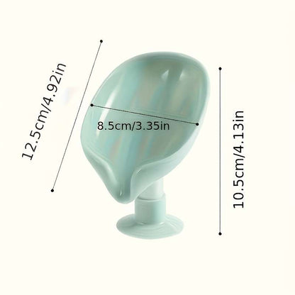 Leaf Shape Wall Mounted Soap Dish with Suction Cup Base