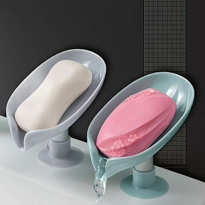 Leaf Shape Wall Mounted Soap Dish with Suction Cup Base