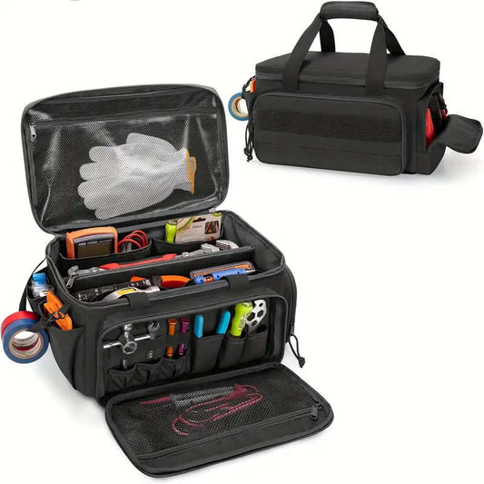 1 Piece 14 Inch Durable Fabric Tool Bag for Men, Anti-Fray Base, Multi-Purpose Storage Bag for Electricians