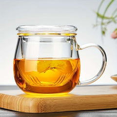 1 glass teacup with tea infuser and lid