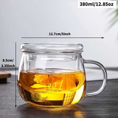 1 glass teacup with tea infuser and lid