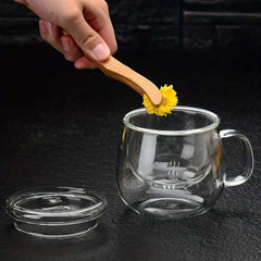 1 glass teacup with tea infuser and lid